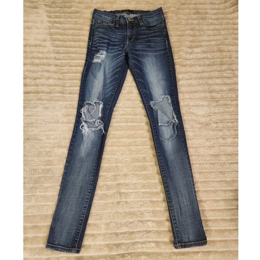 Flying‎ Monkey Womens Jeans Blue Distressed Skinny Fit Size 26